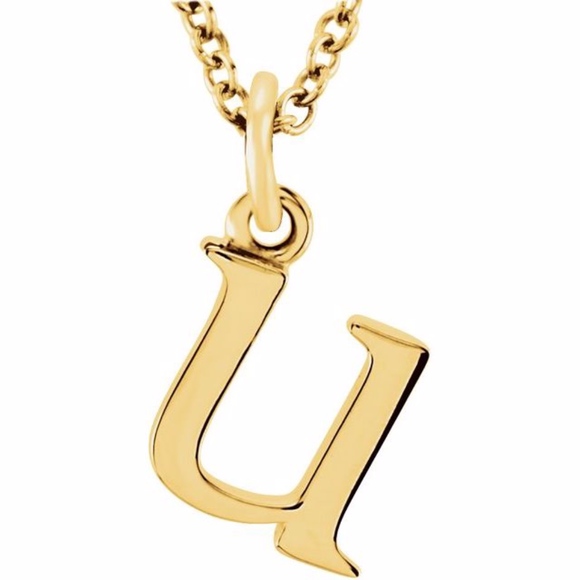 14k Gold Lowercase Initial 'u' Necklace - Picture 1 of 3